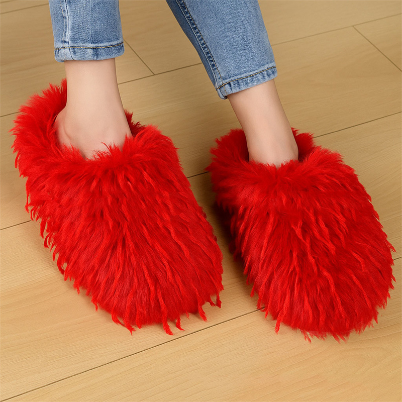 Women'S Shoes Clogs - 冬用の女性用スリッパ。ふわふわのフェイクファー素材で、屋外でも暖かく、柔らかく、履き心地の良いホームシューズ。ミュールタイプ、クロッグタイプ、ふわふわスリッパ。