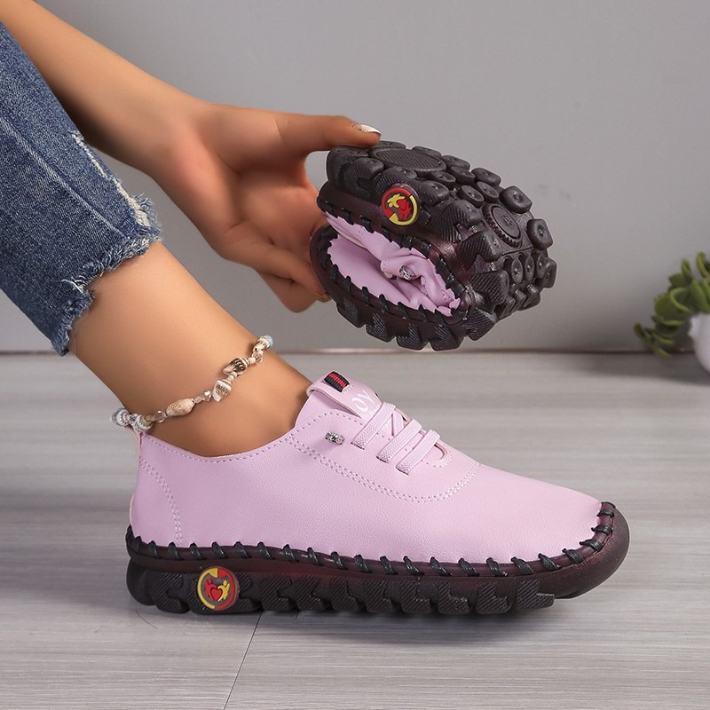 Oxford Lace Up Women - レディース レザー カジュアルシューズ レースアップ ラウンドトゥ フラットシューズ