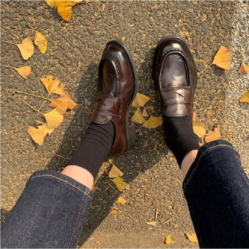 Women'S Shoes Quality - 高品質の牛革の靴女性春の新レトロ厚いヒールワンペダル浅いローファーローヒールオフィスシングルシューズ女性