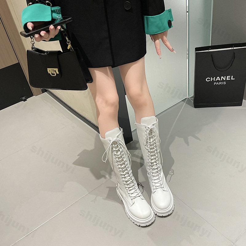 女性騎士のブーツプラットフォームチャンキーシューズファッショ - Knee High Boots Women のレビューと価格