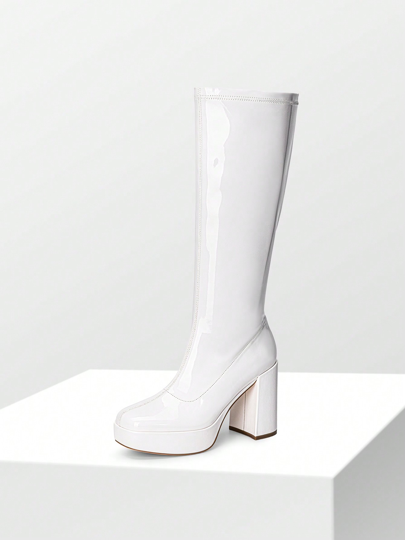 レディース ゴゴニーハイブーツ、厚底ブロックヒールプラットフ - Sock Boot Women のレビューと価格