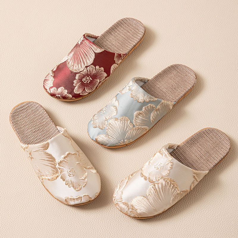 シルクエレガントミュールスリッパ女性用ホームフローラルリネン - Mule Slip On のレビューと価格