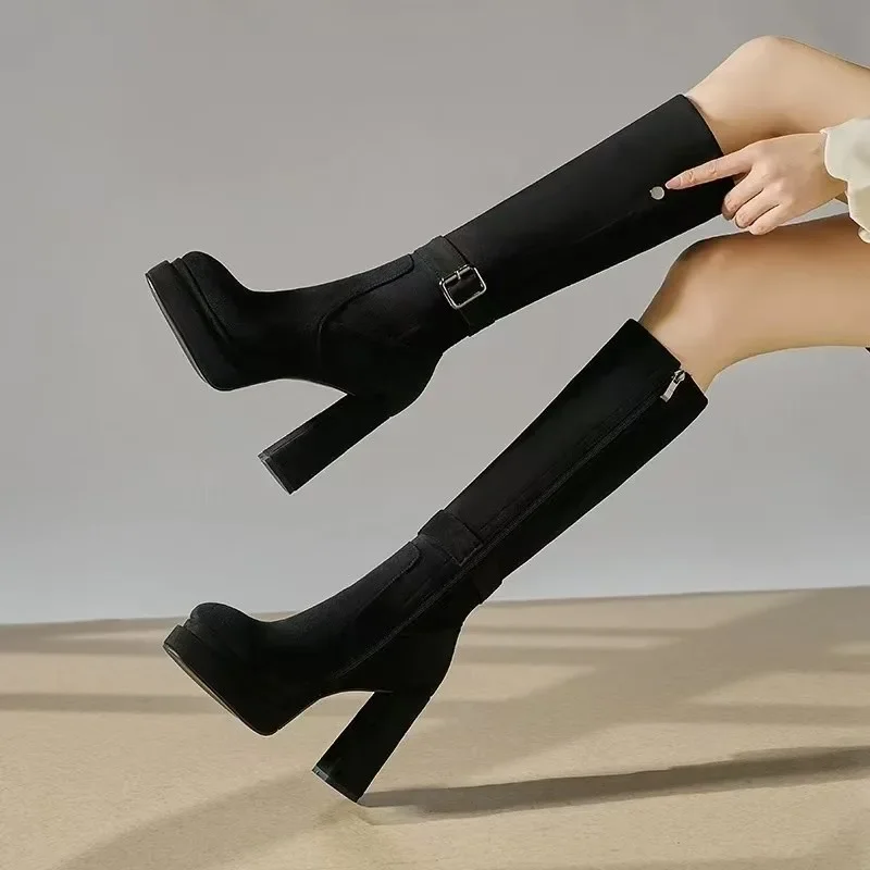 レディース 厚底 ハイヒール 2025年 秋冬新作 ストレッ - Knee High Boots Women のレビューと価格