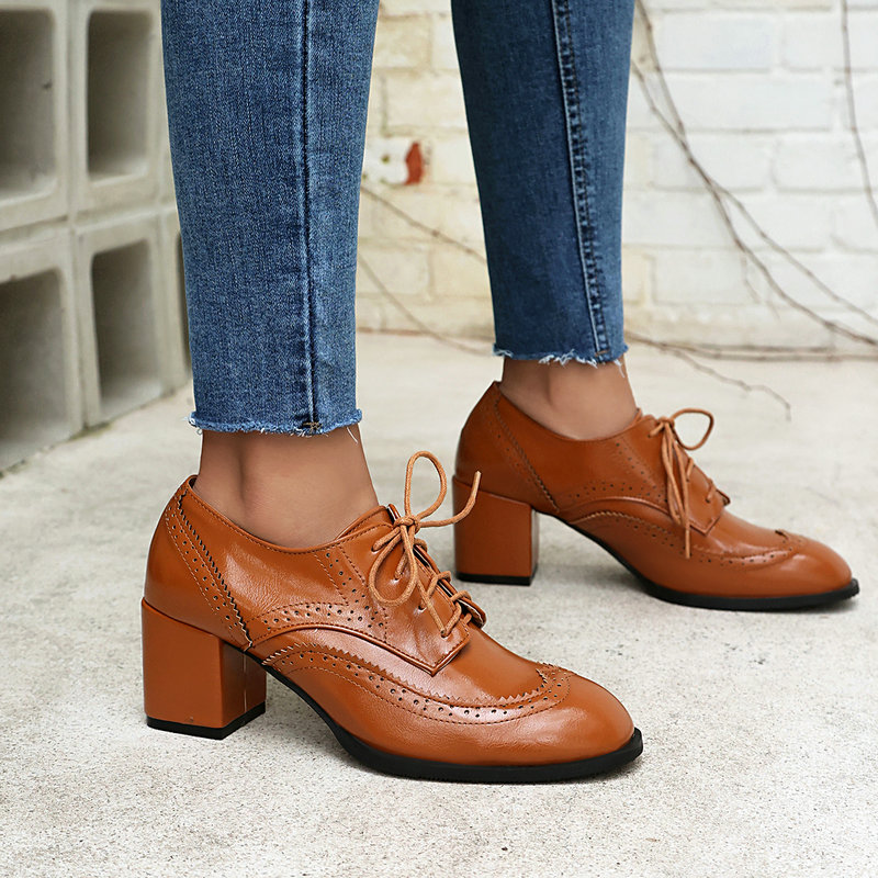 プラスサイズ 36-48 ブラウンブラックカラー英国女性のパ - Oxford Lace Up Women のレビューと価格