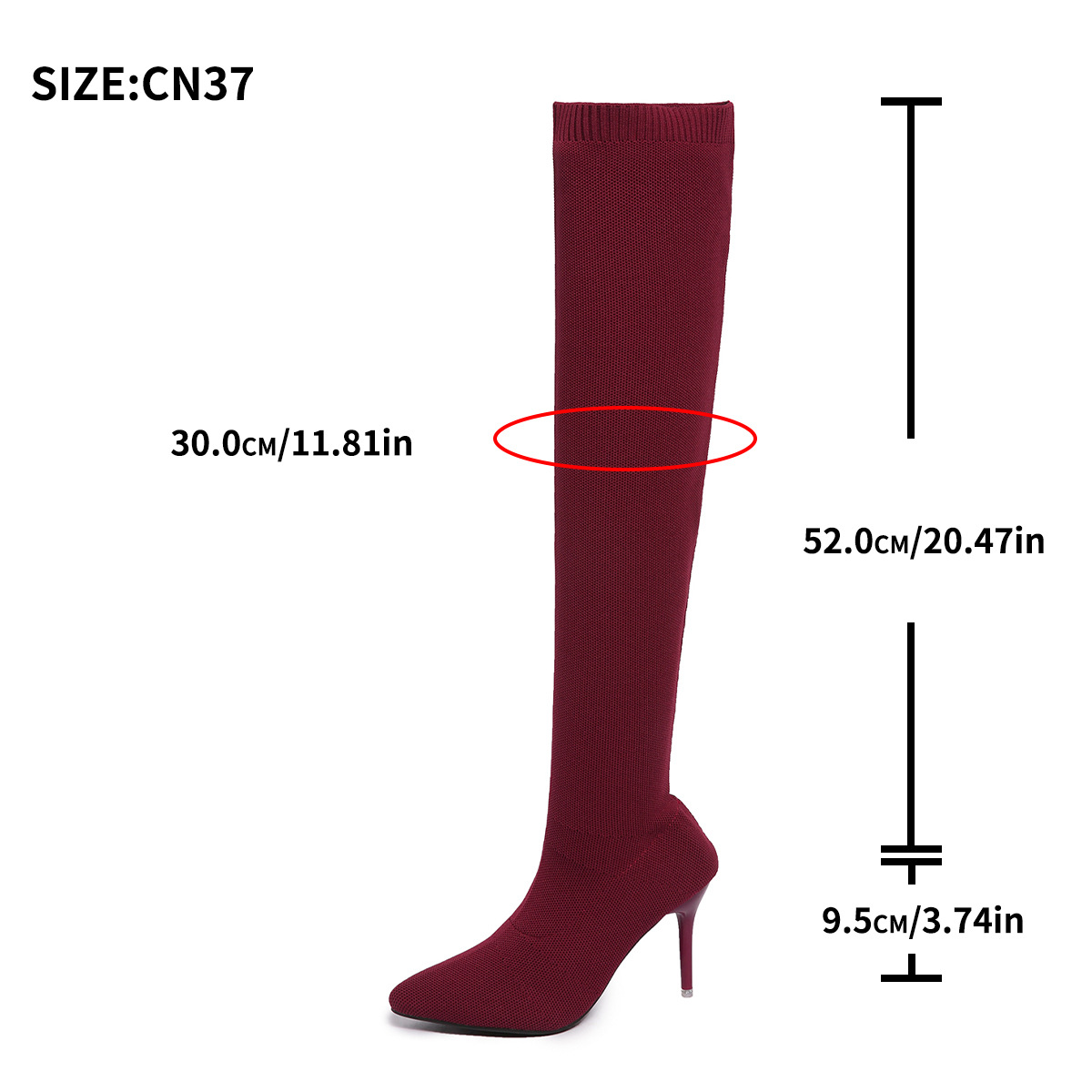 膝丈ソックスブーツ、女性用、薄底ハイヒール、ニット素材、ポイ - Sock Boot Women のレビューと価格