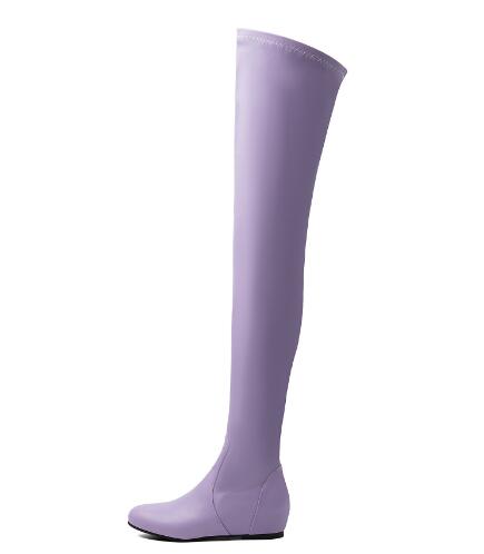 レディース ラベンダー 無地 ストレッチ素材 膝丈ソックスブ - Sock Boot Women のレビューと価格