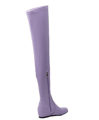 レディース ラベンダー 無地 ストレッチ素材 膝丈ソックスブ - Sock Boot Women のレビューと価格