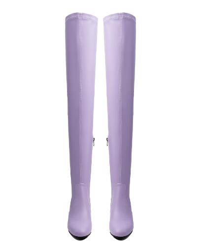 ラベンダー色の、伸縮性のある、膝丈のソックスブーツ。女性用、 - Sock Boot Women のレビューと価格