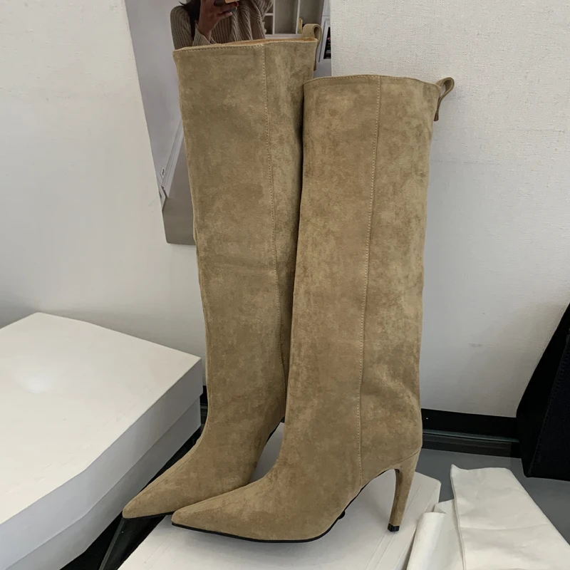 Eilyken セクシーな細いハイヒール ポインテッドトゥ  - Knee High Boots Women のレビューと価格